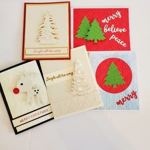 Set of 5 Assorted Handmade Christmas Cards. .